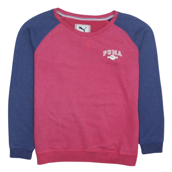 Puma Womens Pink & Blue Raglan Sleeve Pullover Sweatshirt Size 14