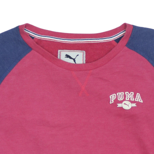 Puma Womens Pink & Blue Raglan Sleeve Pullover Sweatshirt Size 14