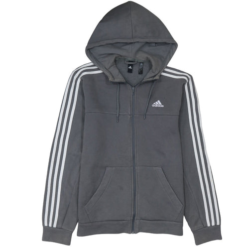 Adidas Men's Grey Full Zip Hoodie Size S Sports Fleece Jacket