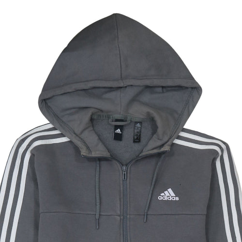 Adidas Men's Grey Full Zip Hoodie Size S Sports Fleece Jacket