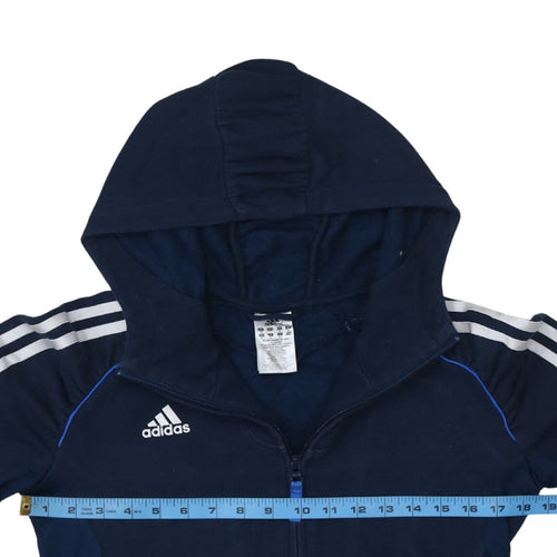 Adidas Women Navy Blue Full Zip Hoodie Size 12 Classic Sportswear
