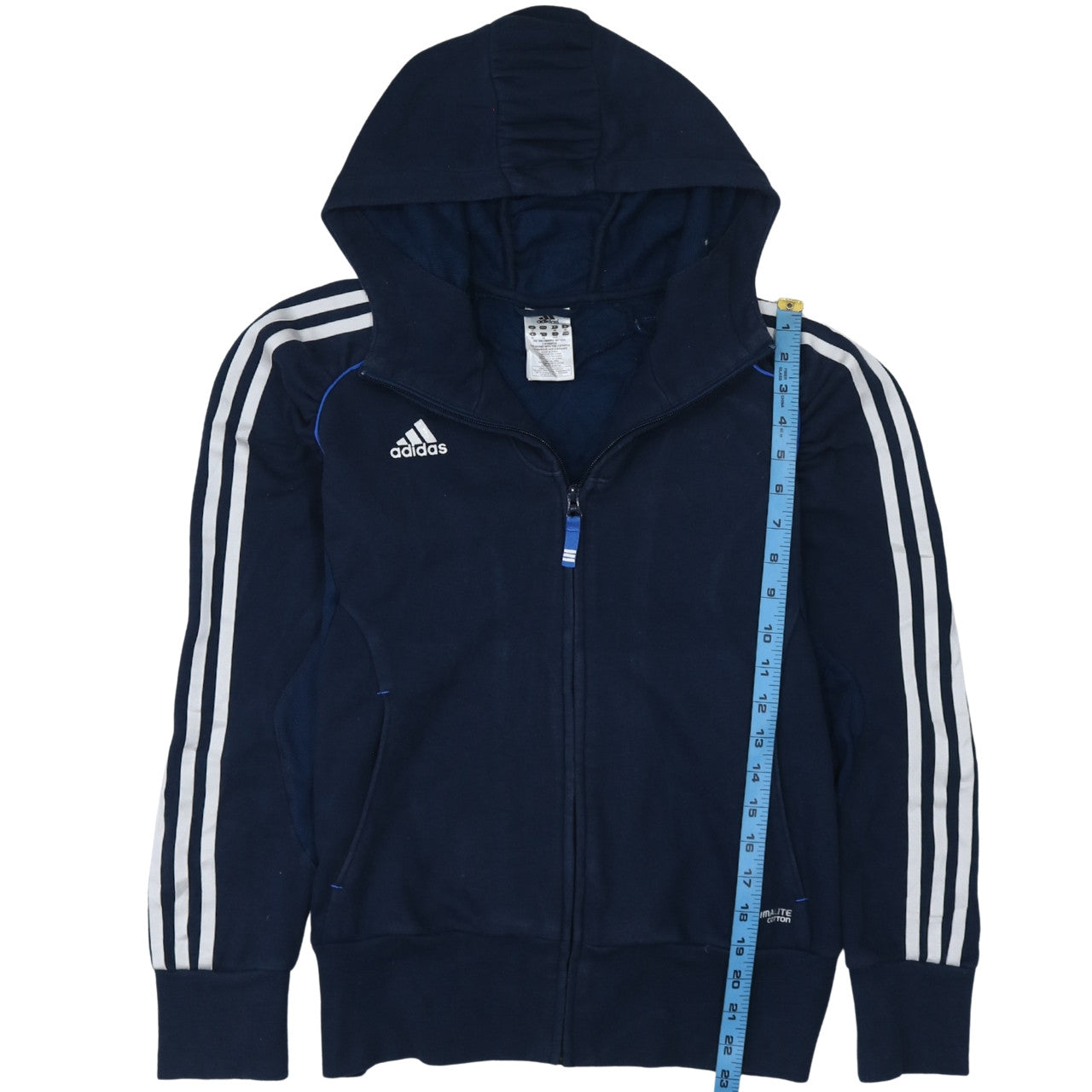 Adidas Women Navy Blue Full Zip Hoodie Size 12 Classic Sportswear