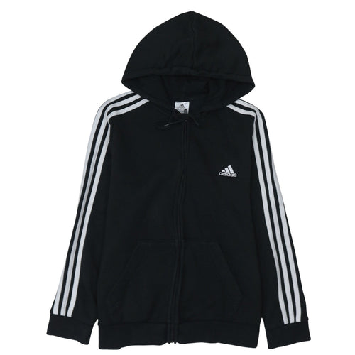 Adidas Women Black Full Zip Hoodie XL Fleece Lined Sportswear