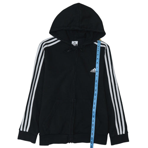 Adidas Women Black Full Zip Hoodie XL Fleece Lined Sportswear