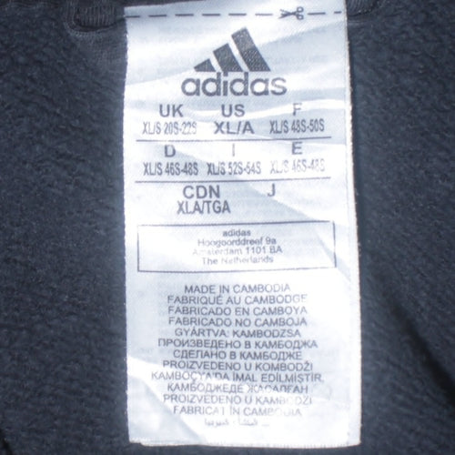 Adidas Women Black Full Zip Hoodie XL Fleece Lined Sportswear