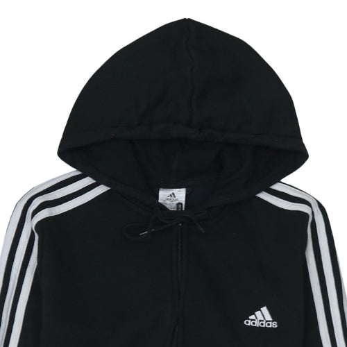 Adidas Women Black Full Zip Hoodie XL Fleece Lined Sportswear