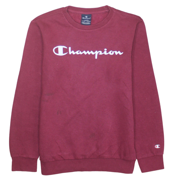 Champion Girls Red Pullover Sweatshirt Size L Logo Crew Neck Fleece