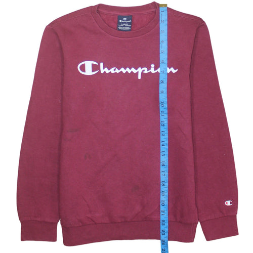 Champion Girls Red Pullover Sweatshirt Size L Logo Crew Neck Fleece