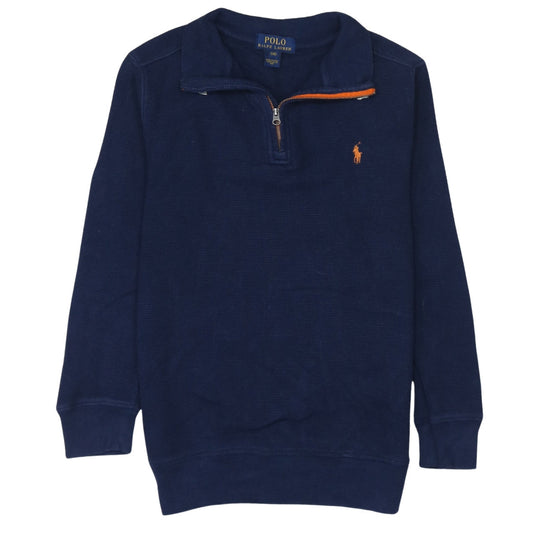 Ralph Lauren Boys Blue Cotton 1/4 Zip Jumper Size 8 Years