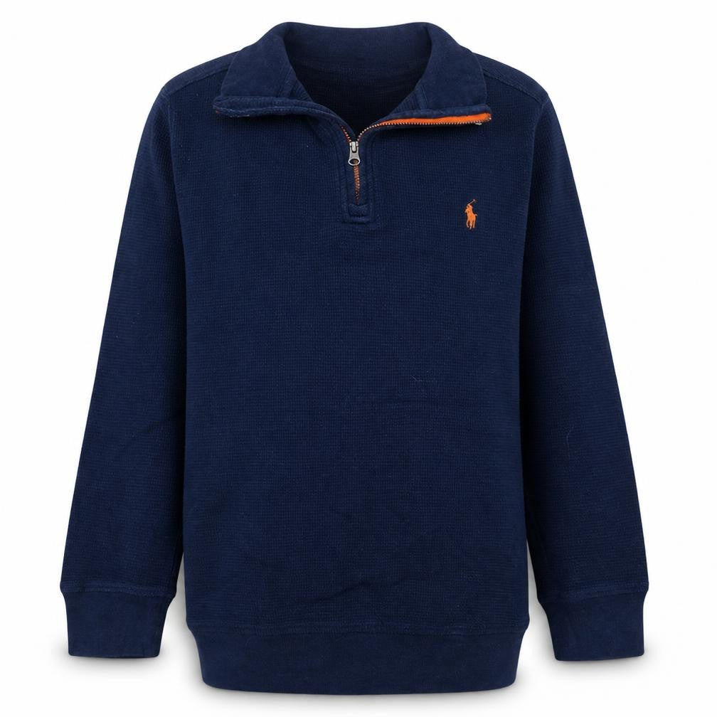 Ralph Lauren Boys Blue Cotton 1/4 Zip Jumper Size 8 Years