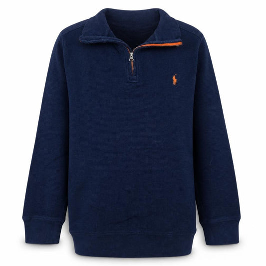 Ralph Lauren Boys Blue Cotton 1/4 Zip Jumper Size 8 Years