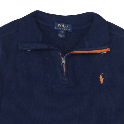 Ralph Lauren Boys Blue Cotton 1/4 Zip Jumper Size 8 Years