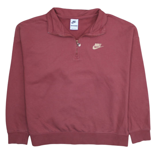 Nike Women's Pink 1/4 Zip Oversized Sweatshirt Size S