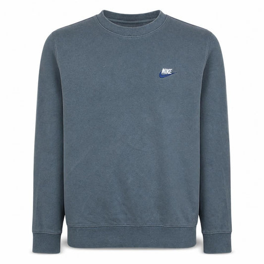 Front view of Nike Men's Blue Small Pullover Crew Neck Fleece Sweatshirt