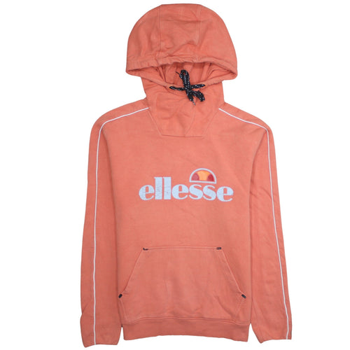 Ellesse Womens Orange Hooded Pullover Hoodie UK 12 Cotton Blend