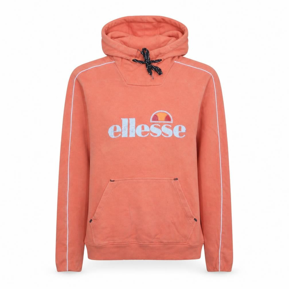 Ellesse Womens Orange Hooded Pullover Hoodie UK 12 Cotton Blend