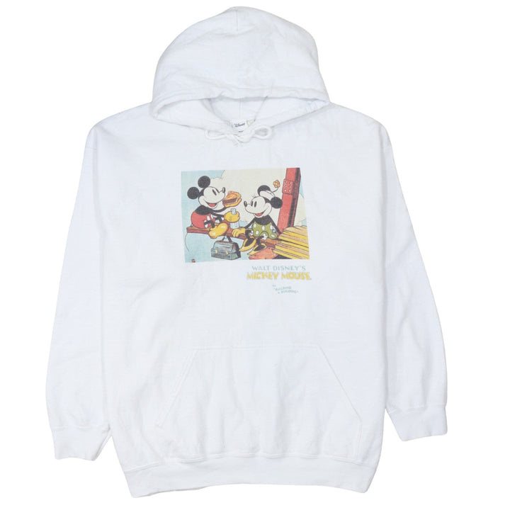 Disney Men's White XL Pullover Hoodie Mickey Mouse Graphic Print