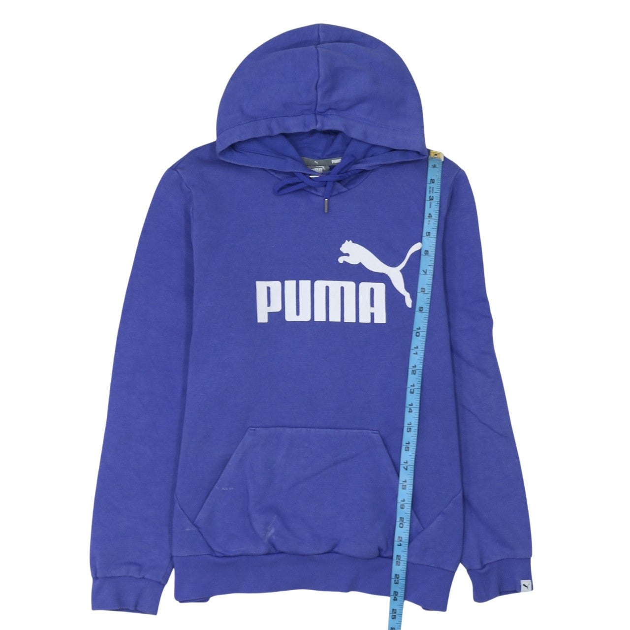 Puma Women Blue Hooded Pullover Hoodie Size 16 Logo Print