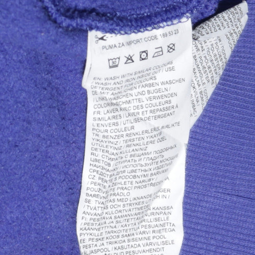 Puma Women Blue Hooded Pullover Hoodie Size 16 Logo Print