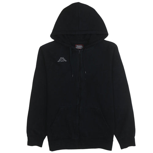 Kappa Men’s Black Full Zip Hoodie Size L Fleece Logo Hooded Sweatshirt