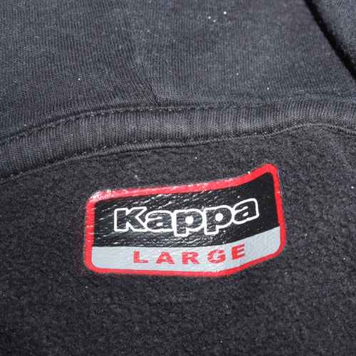 Kappa Men’s Black Full Zip Hoodie Size L Fleece Logo Hooded Sweatshirt