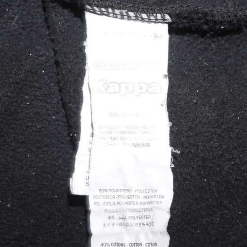 Kappa Men’s Black Full Zip Hoodie Size L Fleece Logo Hooded Sweatshirt