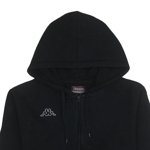 Kappa Men’s Black Full Zip Hoodie Size L Fleece Logo Hooded Sweatshirt