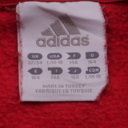 Adidas Boys Red Pullover Crew Neck Fleece Sweatshirt 14-15 Years