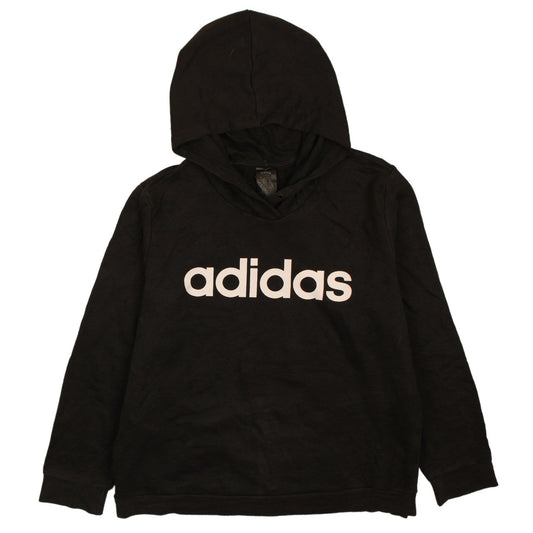 Adidas Womens Black 2XL Pullover Hoodie Logo Print Sweatshirt