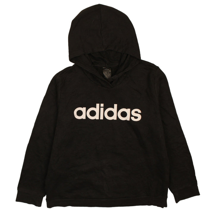 Adidas Womens Black 2XL Pullover Hoodie Logo Print Sweatshirt