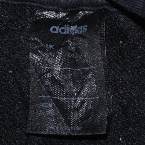Adidas Womens Black 2XL Pullover Hoodie Logo Print Sweatshirt