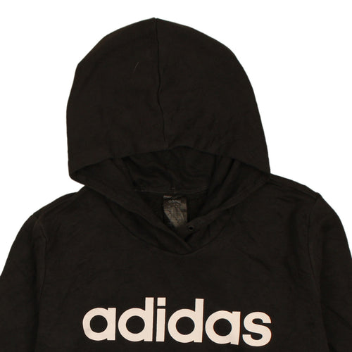 Adidas Womens Black 2XL Pullover Hoodie Logo Print Sweatshirt