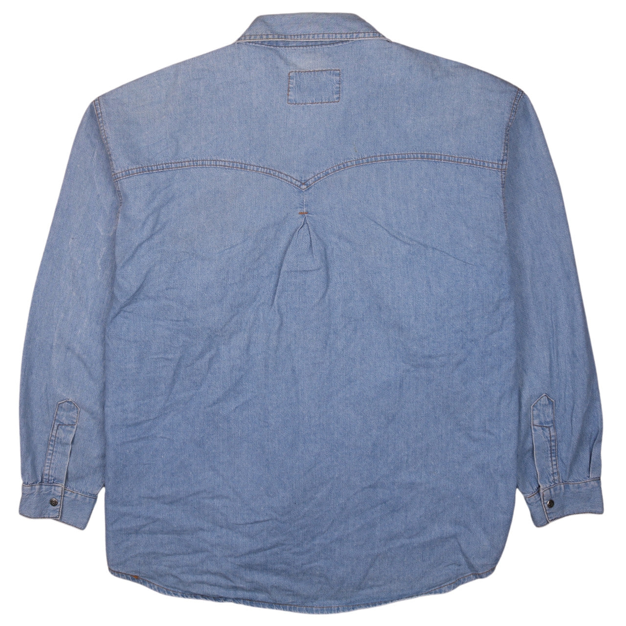 Stockerpoint Men's Blue Western Suede Denim Button-Up Shirt L