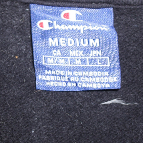 Champion Mens Black Medium 1/4 Zip Fleece Sweatshirt