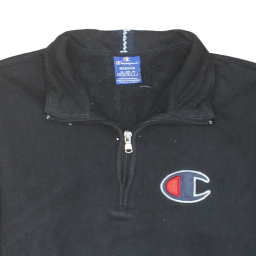 Champion Mens Black Medium 1/4 Zip Fleece Sweatshirt