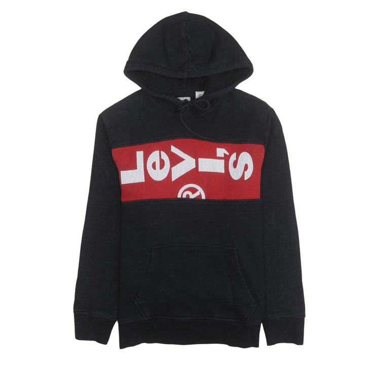 Levi's Mens Black Red Pullover Hoodie L Graphic Fleece Logo Sweatshirt