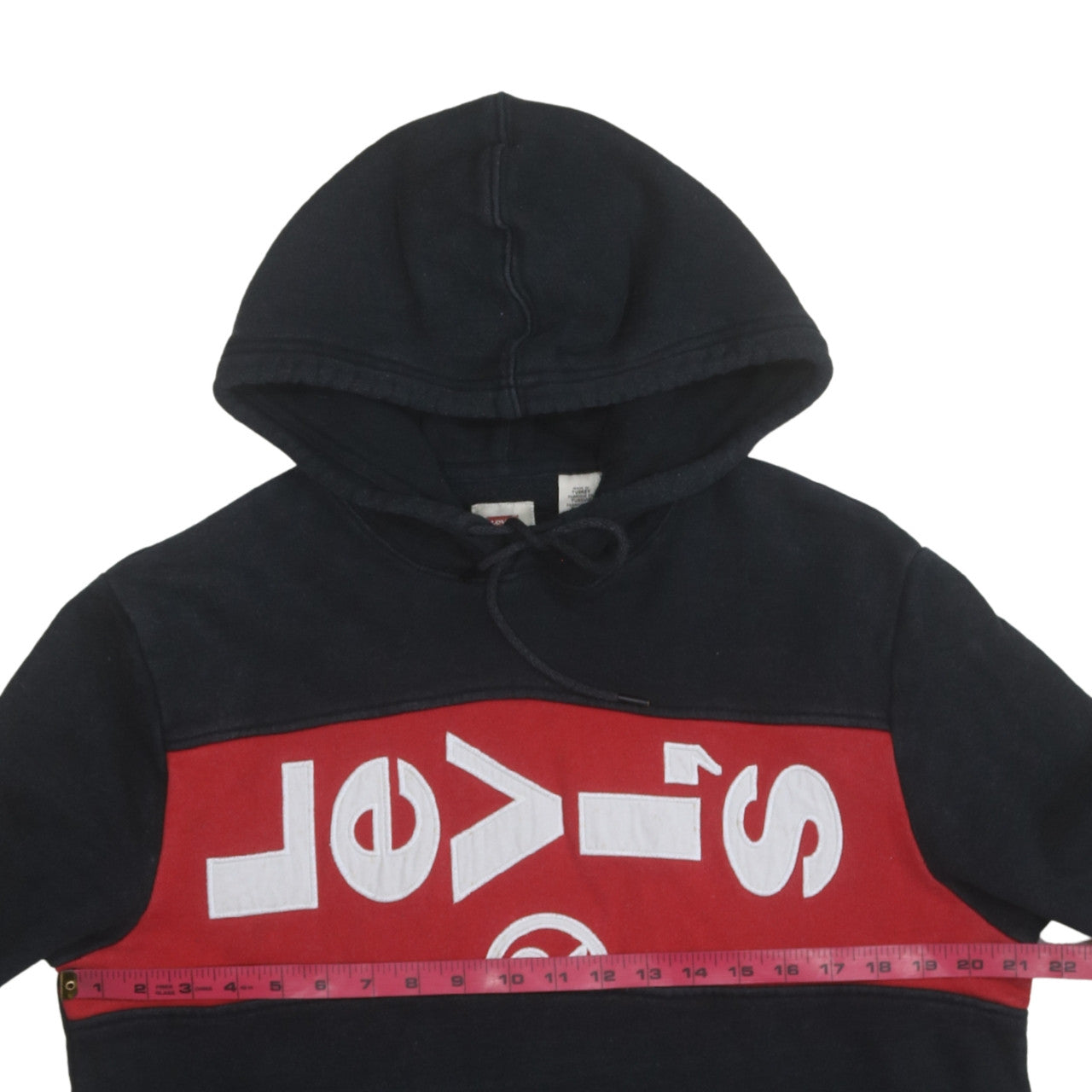 Levi's Mens Black Red Pullover Hoodie L Graphic Fleece Logo Sweatshirt