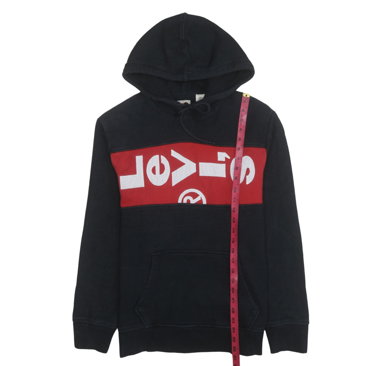 Levi's Mens Black Red Pullover Hoodie L Graphic Fleece Logo Sweatshirt
