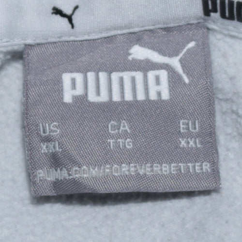 Puma Men's Grey 2XL Pullover Logo Hoodie Sweatshirt