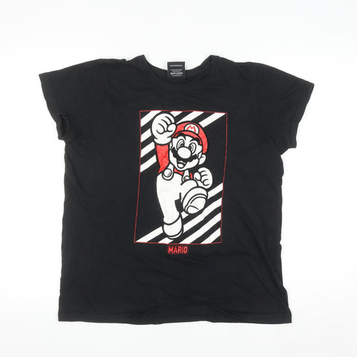 Super Mario Boys Black 12-13 Years Graphic T-Shirt by Difuzed