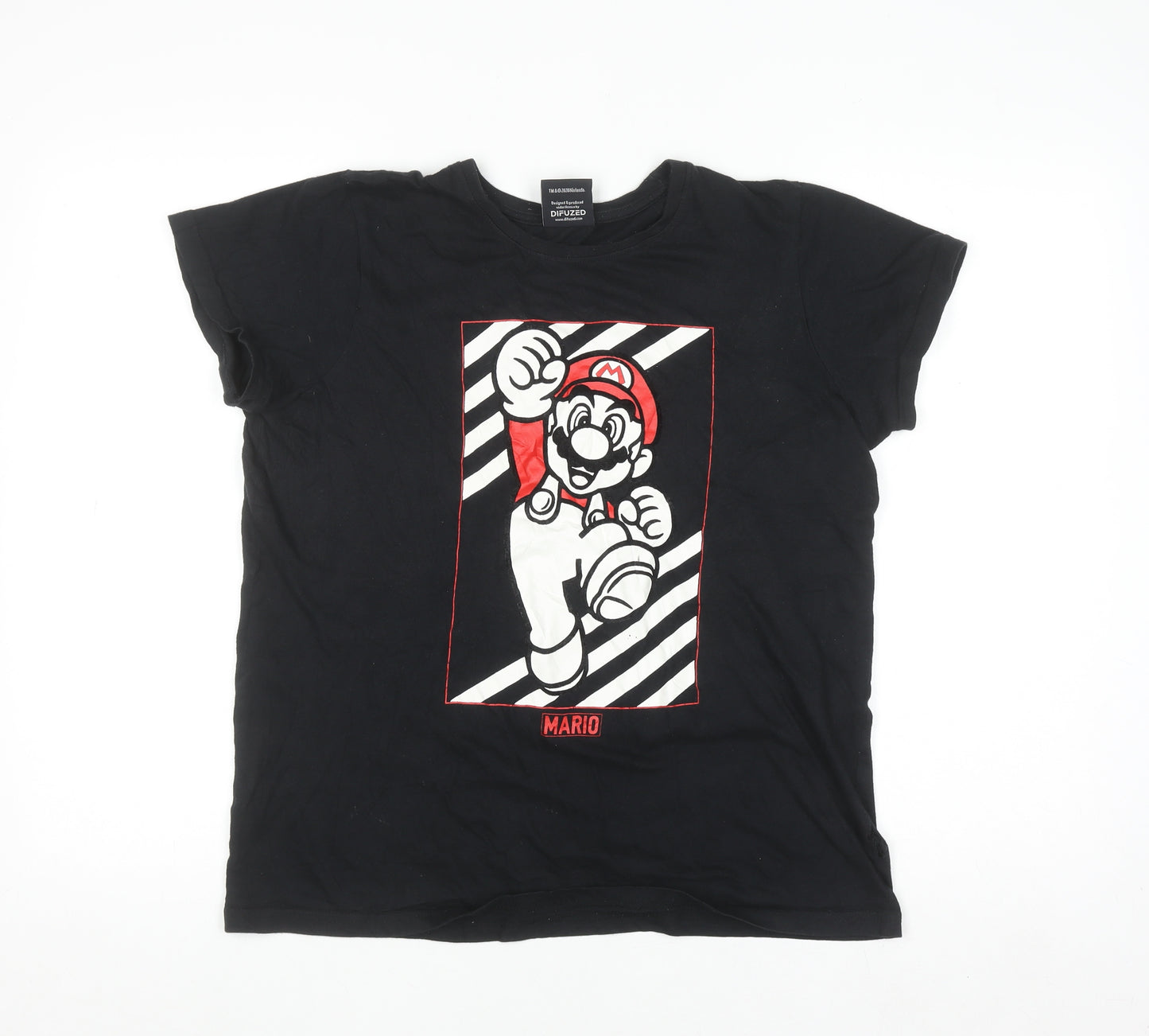 Super Mario Boys Black 12-13 Years Graphic T-Shirt by Difuzed