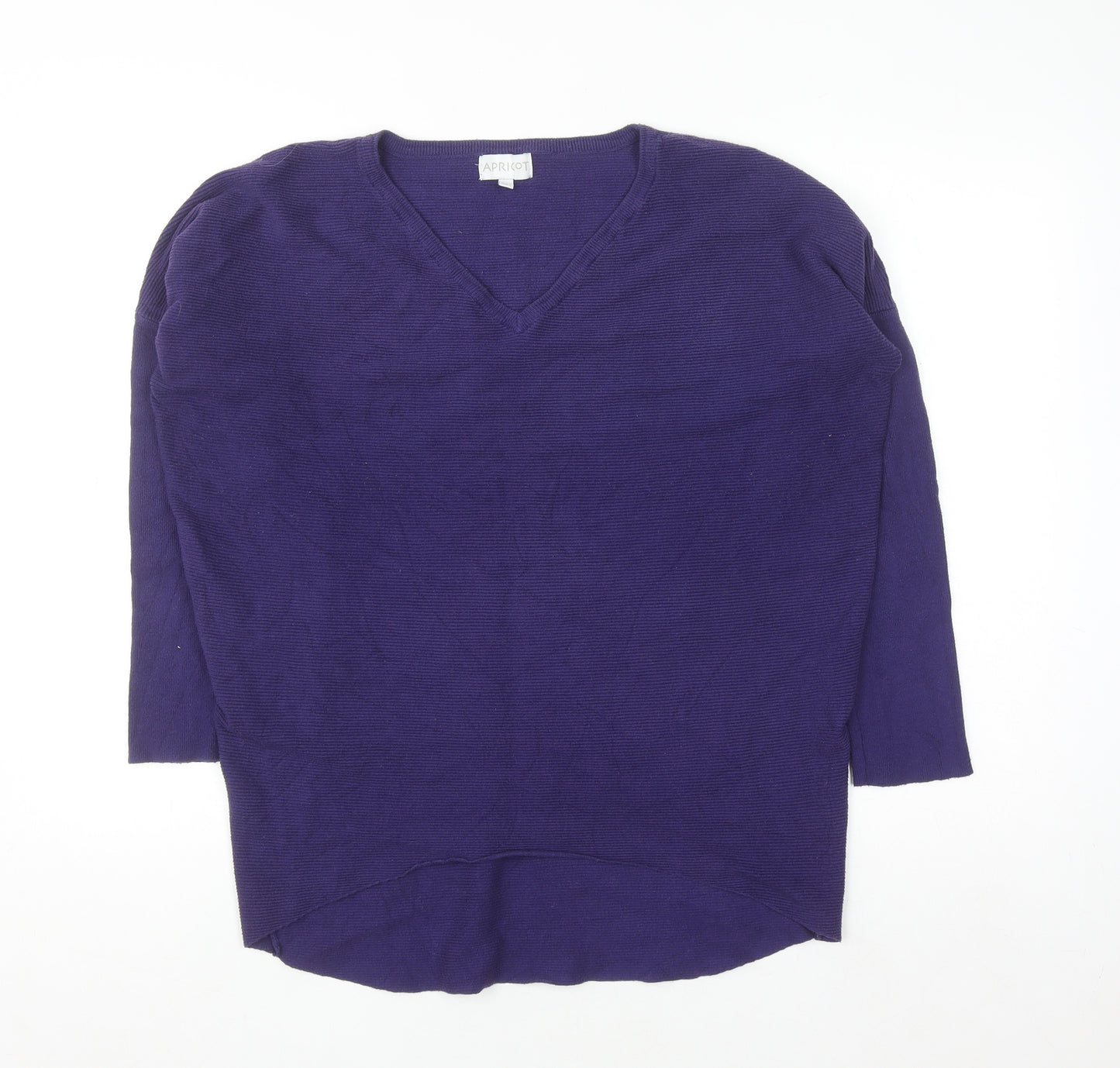 Apricot Women's Purple V-Neck Relaxed Knit Jumper Size 14
