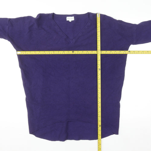 Apricot Women's Purple V-Neck Relaxed Knit Jumper Size 14