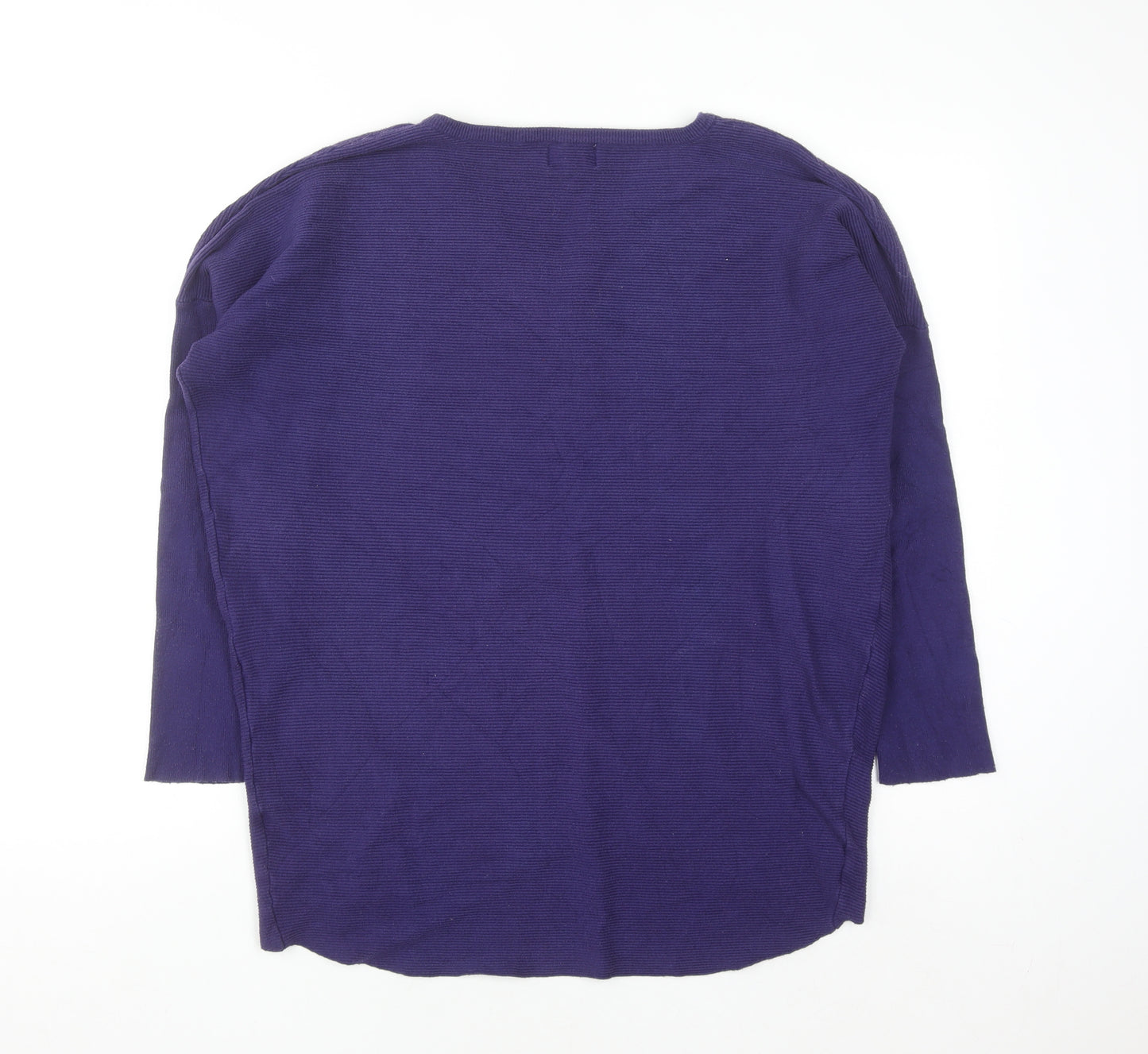 Apricot Women's Purple V-Neck Relaxed Knit Jumper Size 14