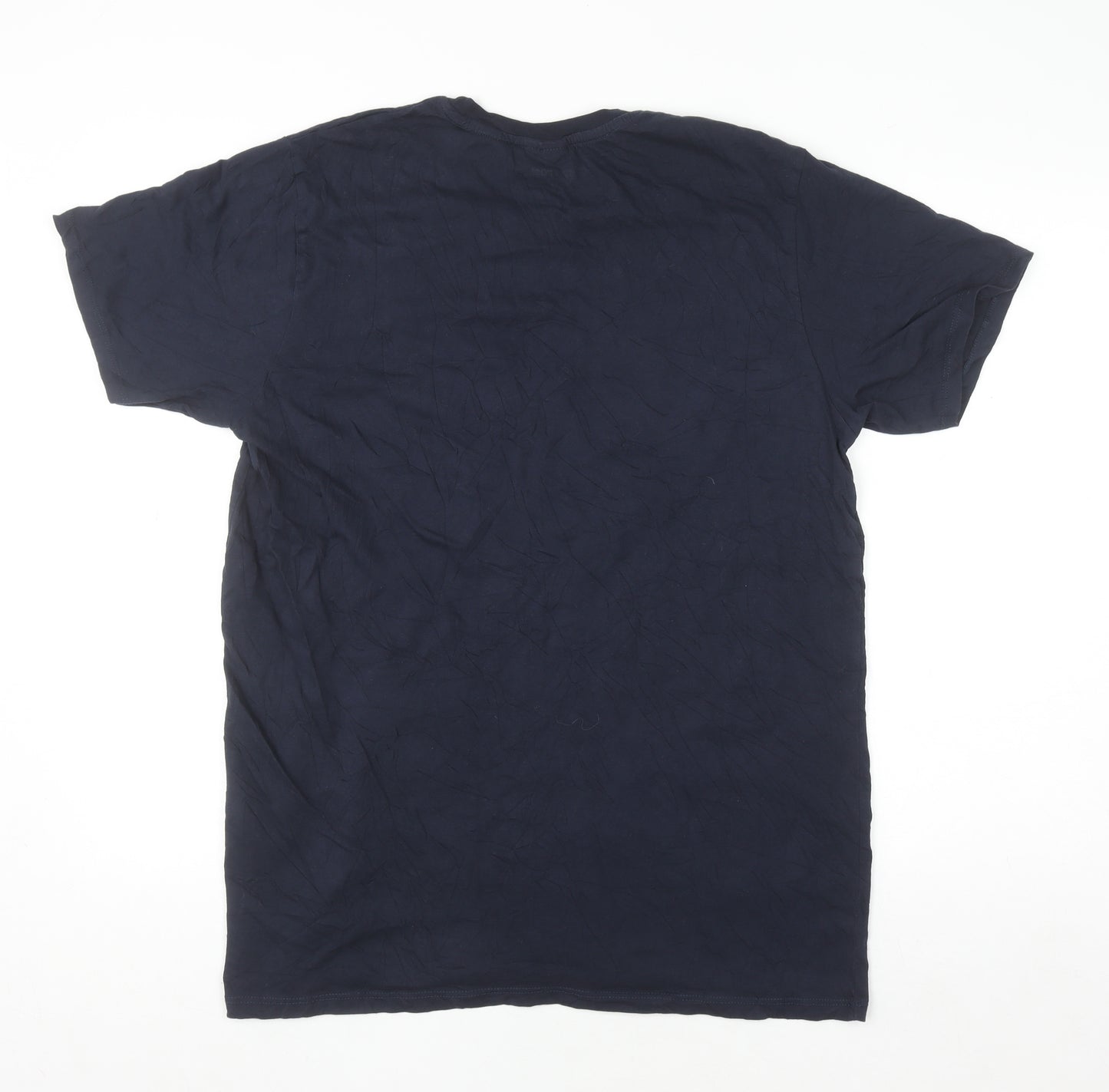 Spreadshirt Men's Navy Blue Graphic Print Cotton Crew Neck T-Shirt Size L