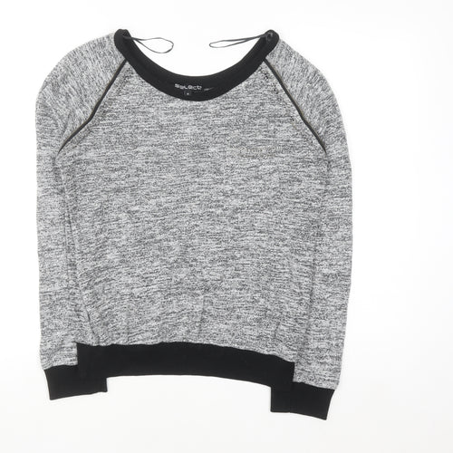 Select Womens Grey Knit Zip Detail Raglan Jumper Size M