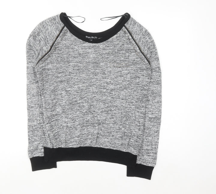 Select Womens Grey Knit Zip Detail Raglan Jumper Size M