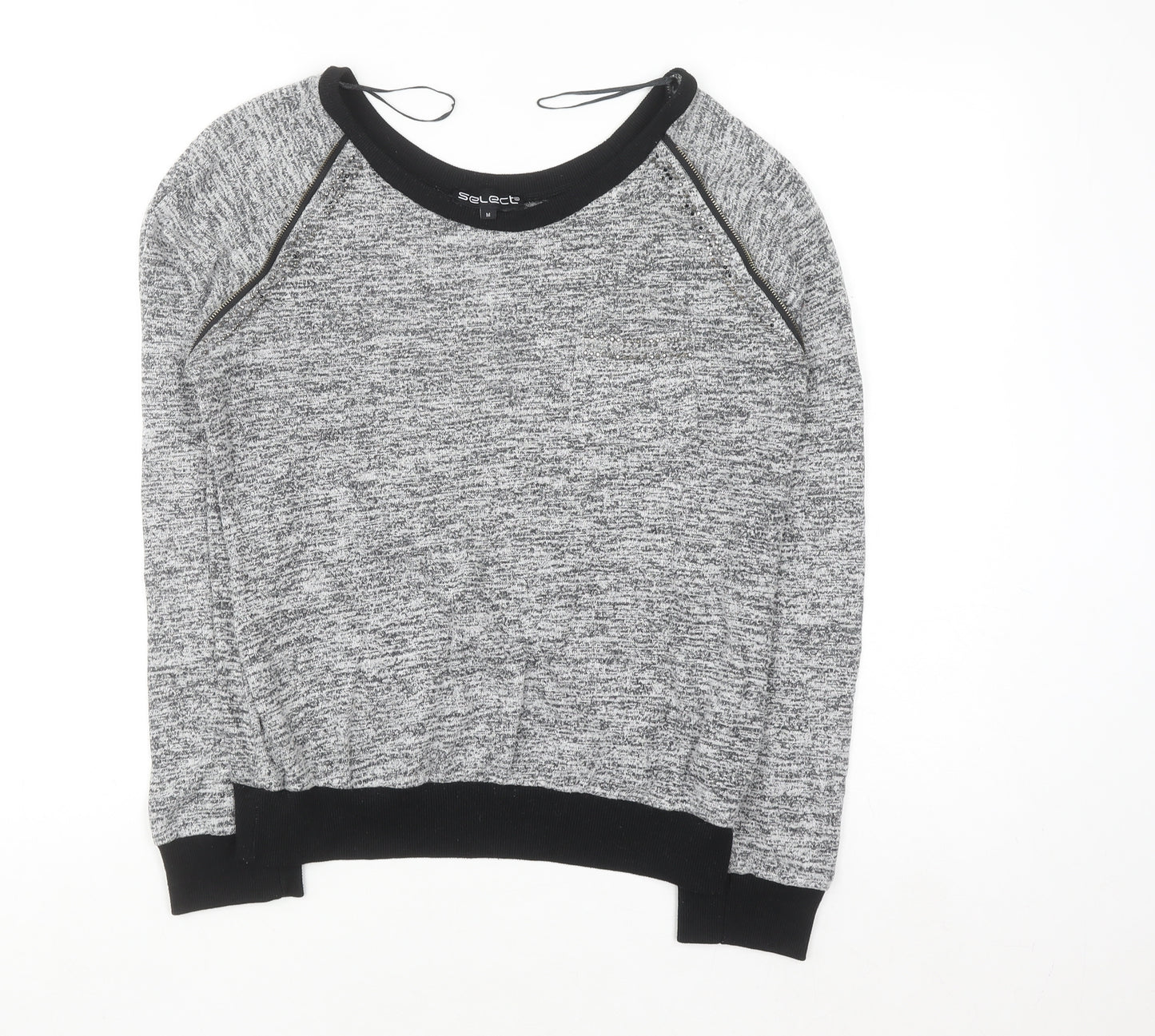 Select Womens Grey Knit Zip Detail Raglan Jumper Size M