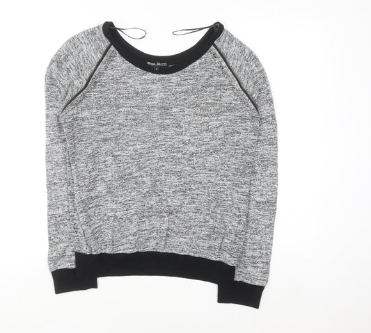 Select Womens Grey Knit Zip Detail Raglan Jumper Size M
