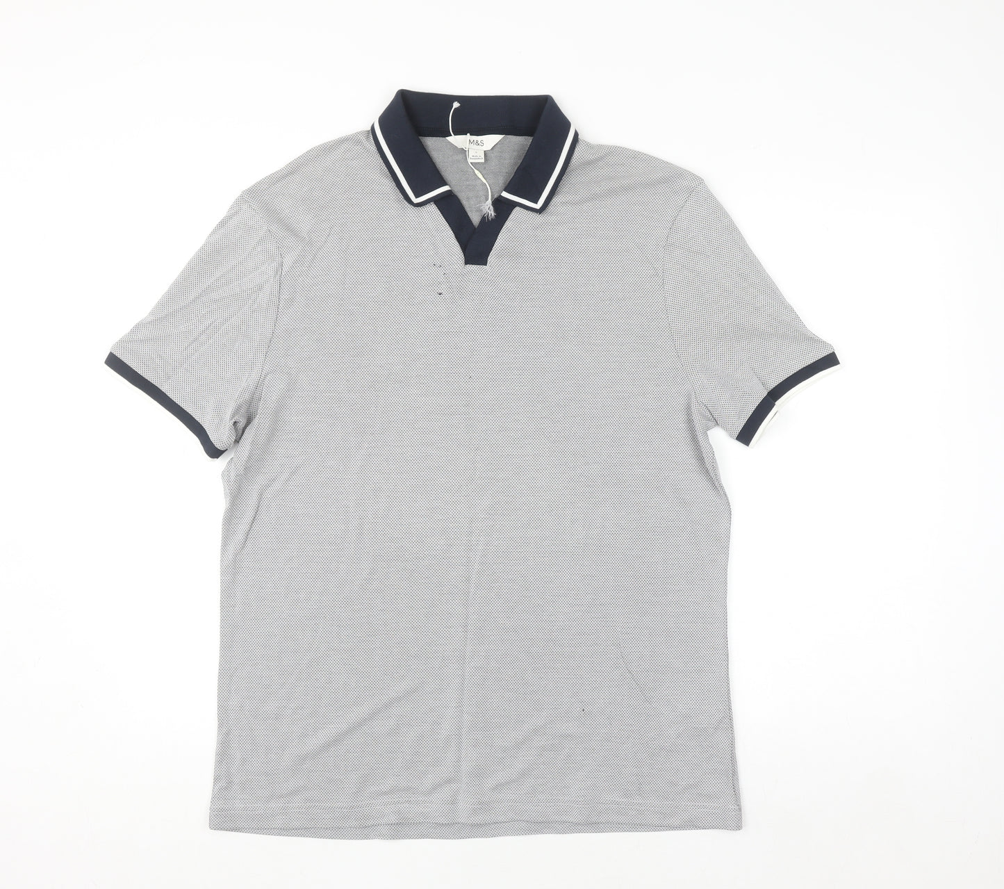 Marks and Spencer Men's Grey Short Sleeve Polo Shirt L Regular Fit